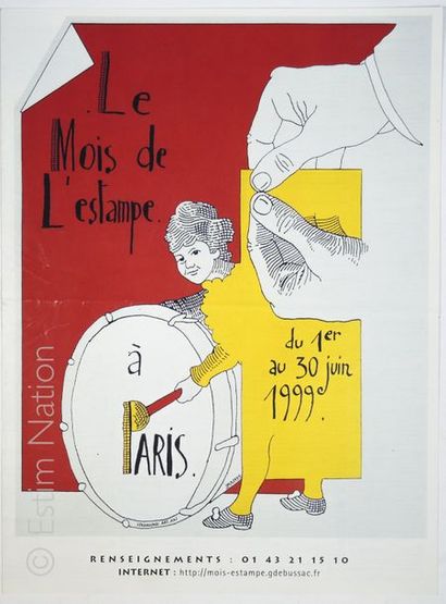 EXPOSITION Affiche de l'exposition ''le mois de l'estampe'', juin 1999, 30 x 40 cm,...
