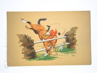 LE RALLIC? Chute de cheval bis , gravure 33 x 50 cm, très bon état.