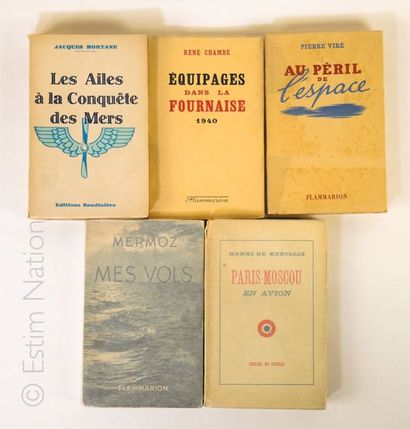 AVIATION Ensemble de 5 volumes brochés en bon état: 1. Mermoz, mes vols 1937 / 2....