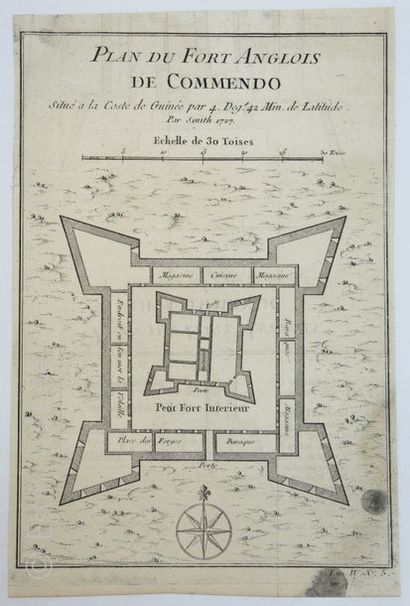 AFRIQUE-GUINEE Plan du fort anglais de Commendo, situé sur la côte de Guinée, plan...