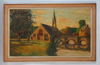 A. CAMUSET (XXème) "Eglise Bretonne"

Huile sur panneau, signée et datée 1964 en...