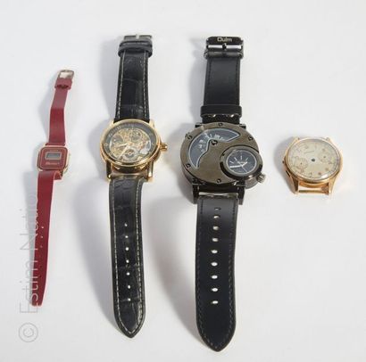 LOT DE MONTRES Lot de montres diverses : la première Oulm à quartz avec bracelet...