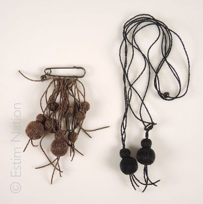 SALVIATI VENEZIA 1859 Ensemble d'accessoires en perles noir ou marron comprenant...