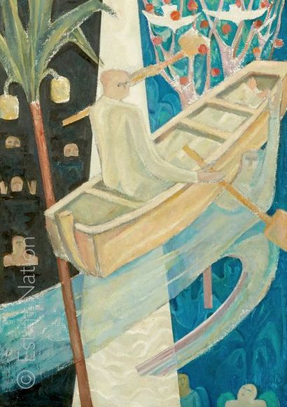 Mahmoud DIAB (XXe) "La traversée" 


Peinture sur panneau de bois, signée au dos....