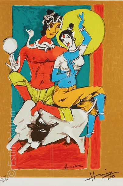Maqbool Fida HUSAIN (1915 - 2011) "Couple indien"


Sérigraphie en couleurs. Epreuve...