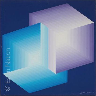 GUERVAL Geneviève (XX) « Composition cinétique bleue/mauve, 1978 »


Acrylique sur...
