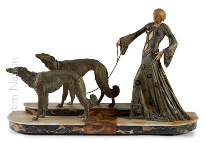 Georges GORI (XIX-XX) "Elégante aux lévriers"


Sculpture en métal patiné et ivoire...