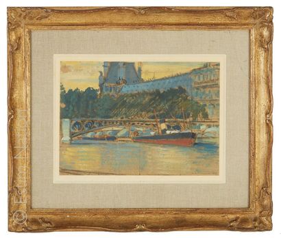 Henry de WAROQUIER (1881-1970) "Le Louvre et l'ancien pont du Carroussel ou Pont...
