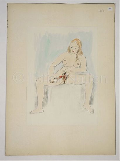 ANONYME ANONYME


Dessin original en couleur représentant une jeune femme nue les...