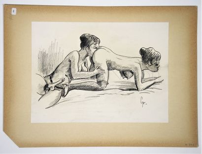 ANONYME ANONYME


Dessin original représentant deux femmes nues bien occupées - fusain...