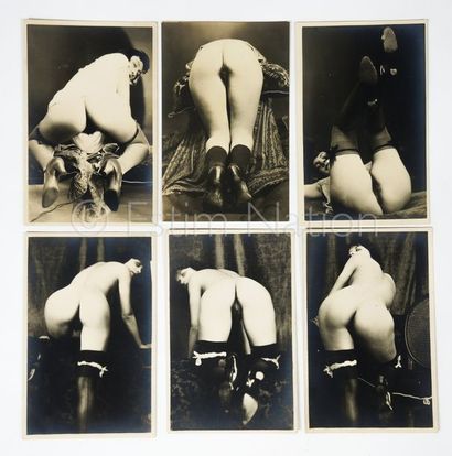 EROTICA - CURIOSA - PHOTOGRAPHIES Lot de 6 photos et cartes postales érotiques de...