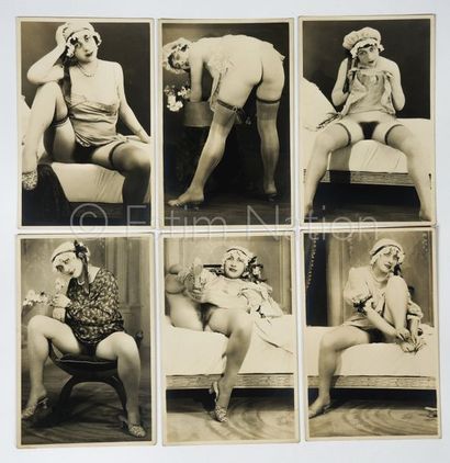 EROTICA - CURIOSA - PHOTOGRAPHIES Lot de 6 photos et cartes postales érotiques de...