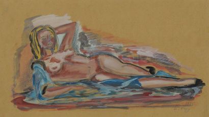 Alice FREY (1895 Anvers, 1981 Ostende) "Nu féminin allongé"


Gouache et aquarelle,...