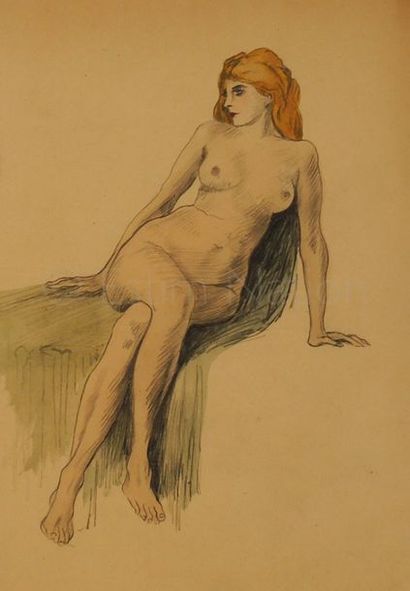 Pierre Georges JEANNIOT (1848 - 1934) "Nu féminin assis"


Dessin au fusain et aquarelle...