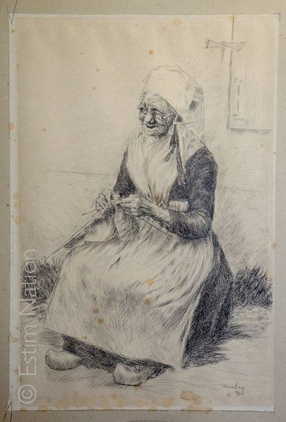 Nicolas STERNBERG (1901-c.1960) "Vieille femme tricotant" "Communiante"


Deux dessins...