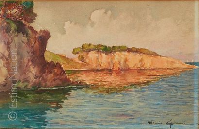 LOT ECOLE MODERNE Quatre huiles ou aquarelles représentant paysages divers, marine,...