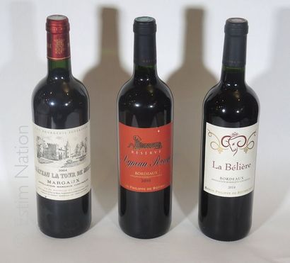 VINS DE BORDEAUX - MARGAUX Lot de 3 bouteilles de vins rouges dont: 


- 1 bouteille...