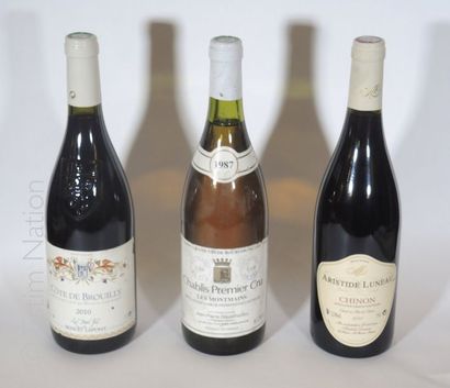 VINS DE BOURGOGNE - RHONE Lot de 3 bouteilles de vin rouge ou blanc dont: 


- 1...