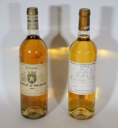 SAUTERNES ET DIVERS Ensemble de 3 bouteilles de vin de Sauternes, Mise de La Baronnie,...