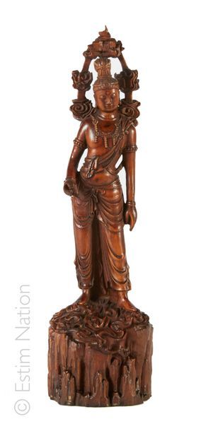 ASIE Statuette en bois sculpté à décor de Bouddha. 


Hauteur: 20 cm 


(très bon...