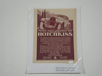 ART PUBLICITAIRE-HOTCHKISS Gravure tirée d'un magazine grand format de l'époque,années...
