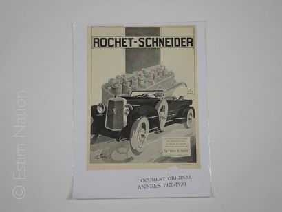 ART PUBLICITAIRE-AUTOMOBILES ROCHET-SCHNEIDER Gravure tirée d'un magazine grand format...