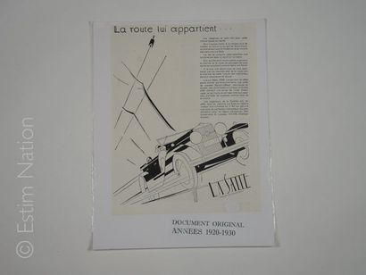 ART PUBLICITAIRE-AUTOMOBILES LA SALLE Gravure tirée d'un magazine grand format de...