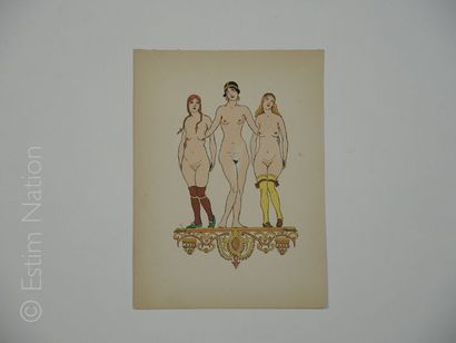 ÉROTISME Suite de quatre gravures en couleurs tirées d'un ouvrage,16 x 22 cm,années...