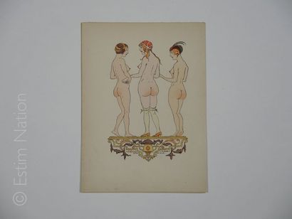 ÉROTISME Suite de quatre gravures en couleurs tirées d'un ouvrage,16 x 22 cm,années...