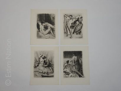 ÉROTISME Suite de quatre gravures en couleurs tirées d'un ouvrage,14 x 20 cm,années...