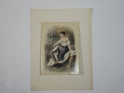 ÉROTISME Reproduction ancienne ( années20-30 ) d'une gravure vers 1850,18 x 25 cm,très...