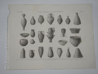 DESCRIPTION DE L'EGYPTE-BONAPARTE Vases,meubles et instruments,55 x 68 cm,deuxième...