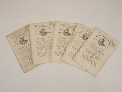 GRAVURE MODE ''Petit courrier des dames'',lot de 5N° du 4 juin 1828 au 1er novembre...