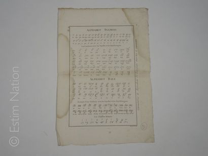 SIAM-THAILANDE Planche, format 30 x 47 cm,représentant l'alphabet siamois et bali,non...