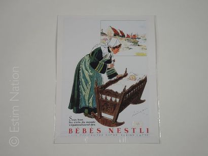BRETAGNE Publicité Nestlé,planche en couleur,format 34 x 44 cm,représentant une bretonne...