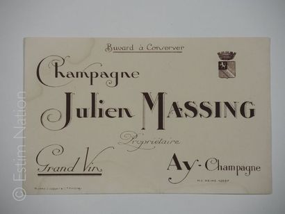 CHAMPAGNE Buvard publicitaire des champagnes ''Julien Massing'' à Ay-Champagne,mouillure...