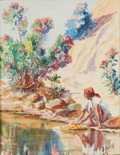 Edouard HERZIG (1860-1926) "Algérie, femme à la rivière"


Aquarelle signée en bas...