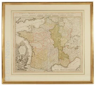 CARTE GEOGRAPHIQUE. XVIIIEME SIECLE "Carte de France dressée par Guillaume de L'Isle...