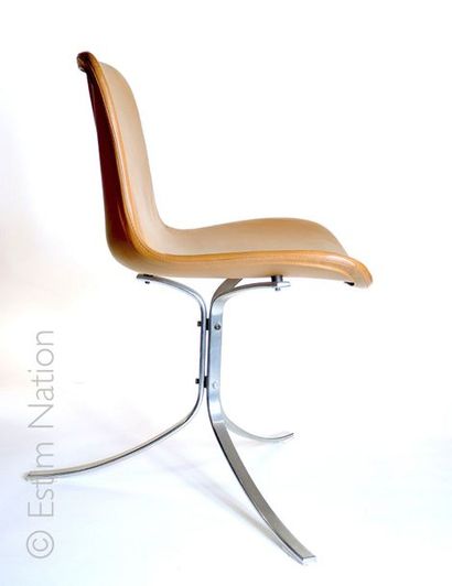 Poul KJAERHOLM (Danemark) Chaise modèle PK 9 / EKC 9.


Piètement tripode en acier...