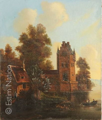 ANONYME Vers 1840 "Paysage animé avec château et barque"


Huile sur toile, monogrammée...