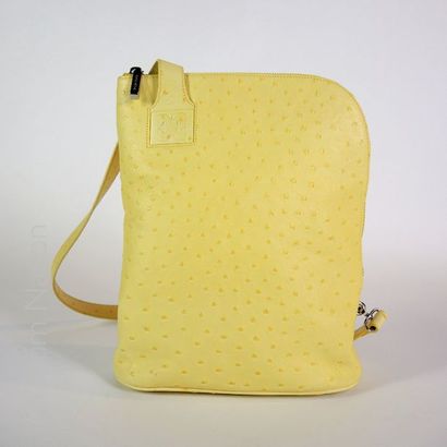 ESCADA SAC en autruche jaune, fermeture éclair chromée (28 X 24 X 8 cm) 