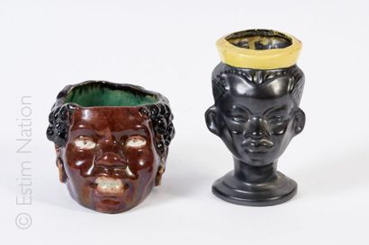 POTS À TABAC Pot à tabac en barbotine polychrome figurant une tête d'africaine.


Début...