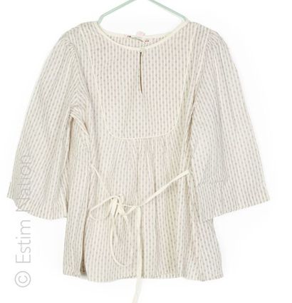 BONPOINT, BELLEROSE, BONPOINT BLOUSE en coton beige rayée, BLOUSE en coton violet,...