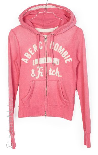 ABERCROMBIE & FITCH DEUX SWEATERS zippés à capuche en coton, le premier gris, le...