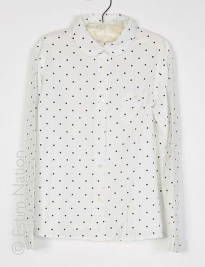 BONPOINT BLOUSE en coton gris imprimée de pensées stylisées, CHEMISIER en coton blanc...