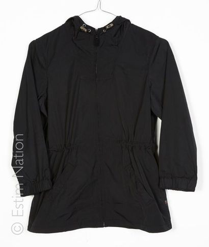 BONPOINT PARKA en polyester noir à capuche, taille coulissée, deux poches (T 8 a...