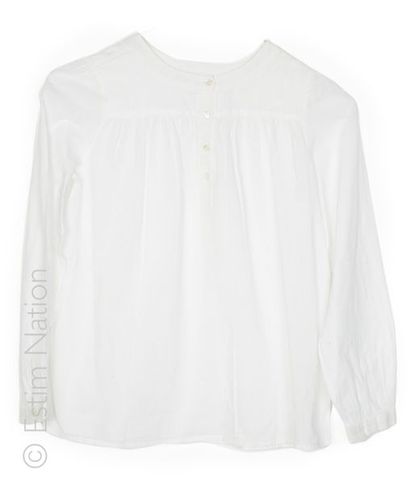 BONPOINT DEUX BLOUSES en coton blanc, PULL-OVER en coton côtelé blanc (T 10 ans),...