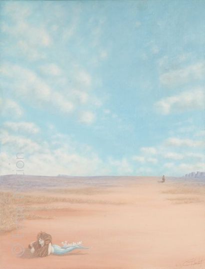 CHANCHOT ? (Artiste contemporain) "Scène surréaliste: la sirène dans le désert du...