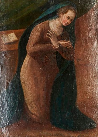 Ecole siennoise, 2e moitié du 15e siècle "Vierge agenouillée priant" (fragment probable...