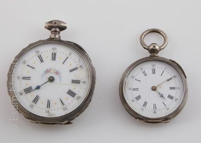 DEUX MONTRES DE POCHE Deux montres de poche en argent (925°/00), l'une au cadran...
